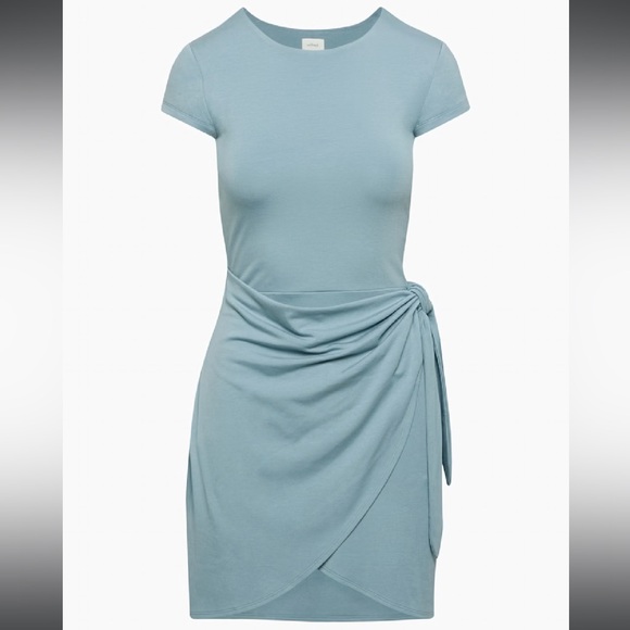 NWT Aritzia Wilfred New Lune Mini Dress Size L in Slab Blue - Picture 2 of 7